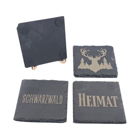 Schieferuntersetzer 4er Set "Schwarzwald"