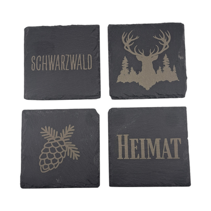 Schieferuntersetzer 4er Set "Schwarzwald"